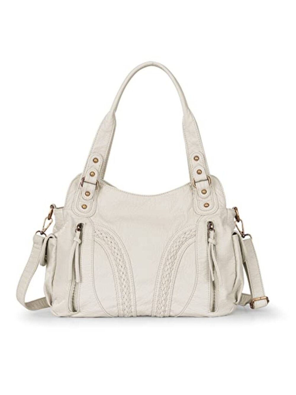 Washed Leather Hobo Bag Roomy Concealed Carry Crossbody Handbag